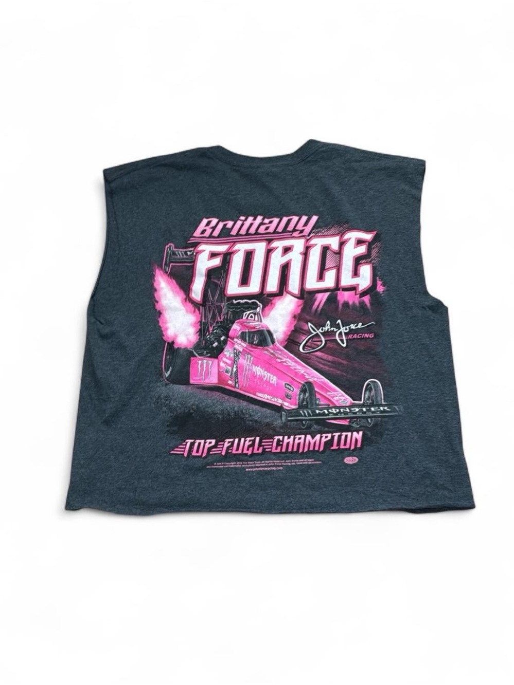 Gildan Dark Gray Tank Top with Pink Brittany Force Racing Graphic